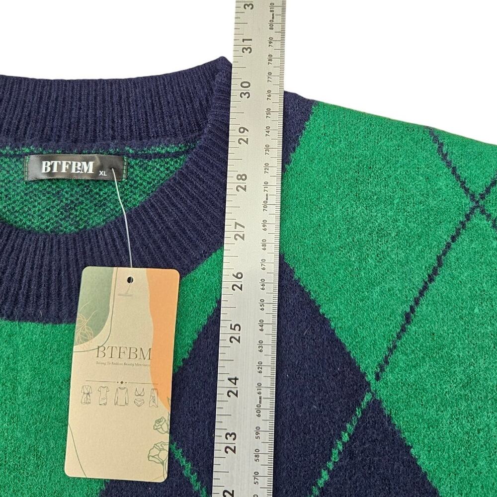 Preppy Ivy League Dark Academia Grandpacore 90s Grunge Argyle Knit Sweater XL - Picture 7 of 10